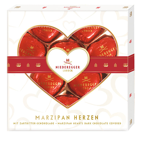 125g/10 Marzipan Hearts Gift Box Dk