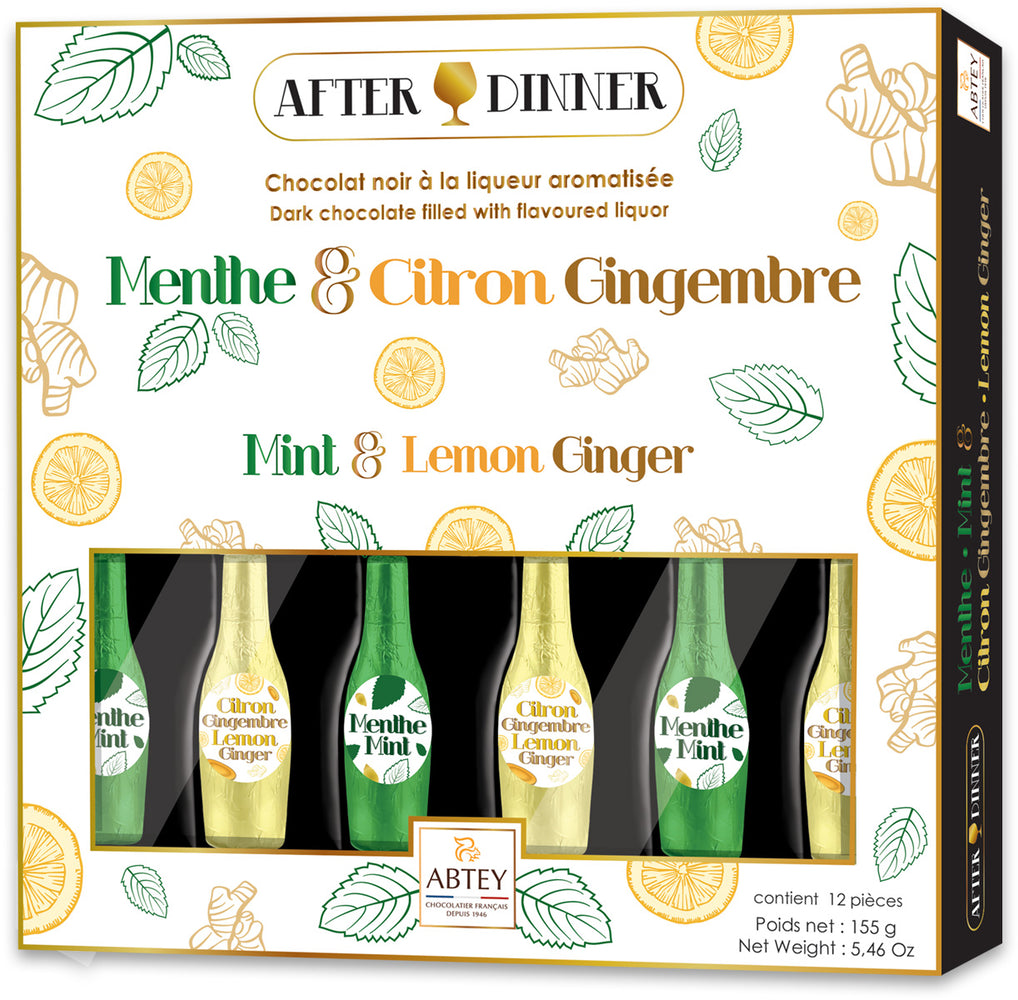 155g/12 After Dinner Mint & Lemon Ginger Assortment Liqueurs Box Dk