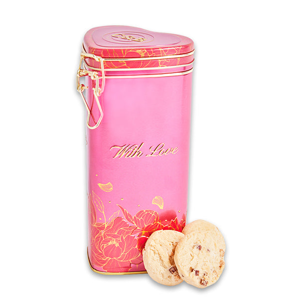 150g Strawberry & White Choc Biscuits Heart Tin
