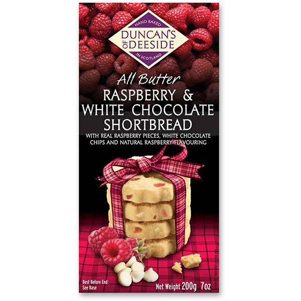 200g All Butter Raspberry w. White Chocolate Chip Shortbread