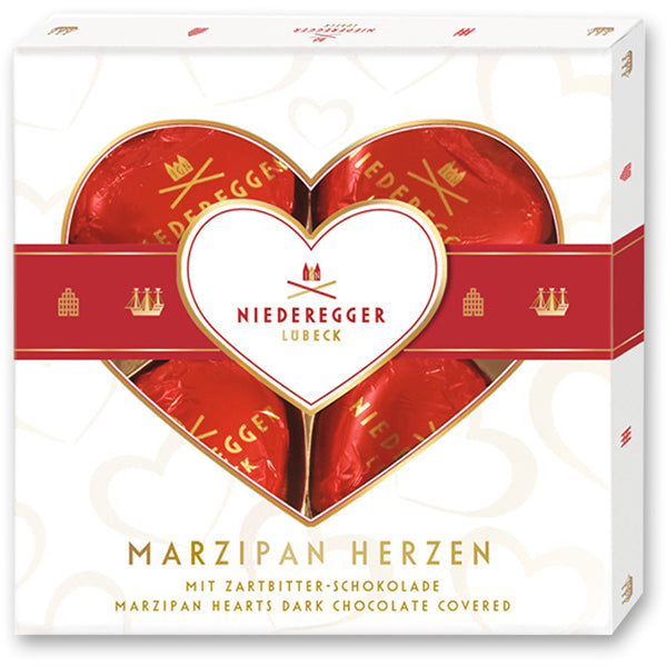 50g/4 Marzipan Hearts Gift Box Dk