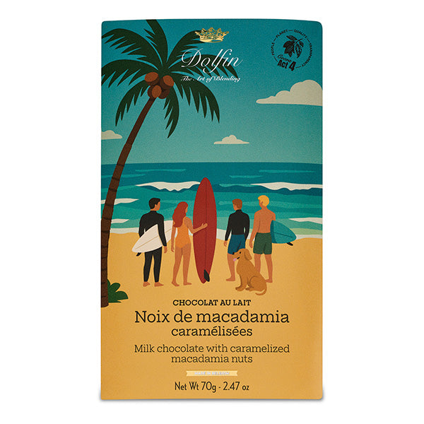 70g Bar Caramelized Macadamia Nuts 37% Mk