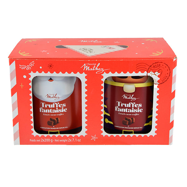 2x200g Truffles Natural Santa Tin & Caramel Elf Tin