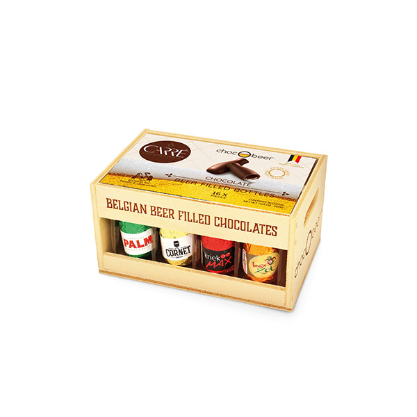 200g/16 Belgian Beer Filled Chocolates in Wood Crate