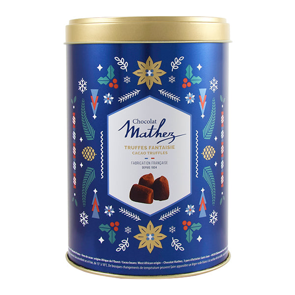 500g Truffles Natural Christmas Blue Tin
