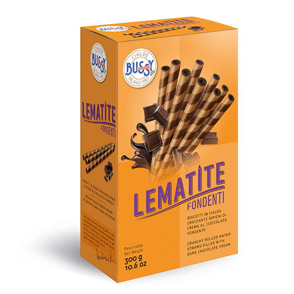 300g/28 Chocolate Striped Rolled Wafer Biscuits w. Dark Chocolate Cream