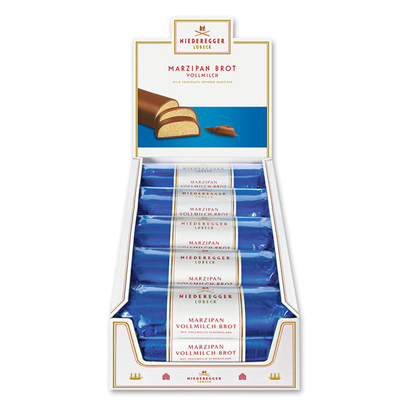 15x125g Marzipan Logs Chocolate Mk. Blue