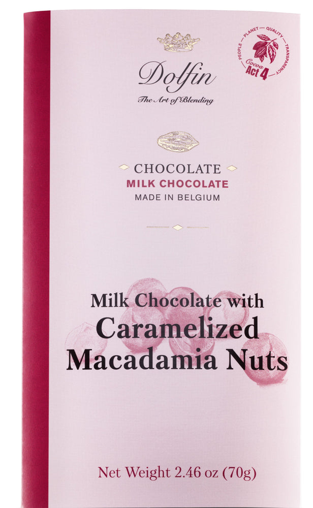 70g Bar Caramelized Macadamia Nuts 37% Mk