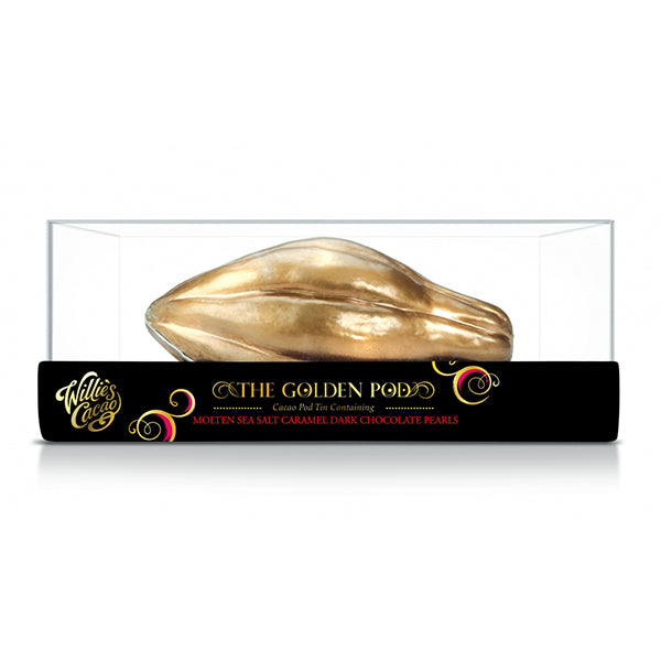 125g Golden Pod w. Molten Sea Salt Caramel Pearls Dk