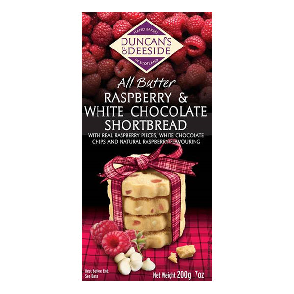 200g All Butter Raspberry w. White Chocolate Chip Shortbread