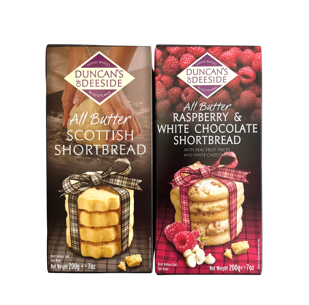 2x200g Duncans Shortbread Twin Pack All butter & Raspberry Shortbread