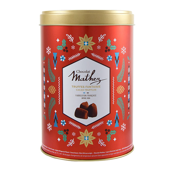 500g Truffles Natural Christmas Red Tin