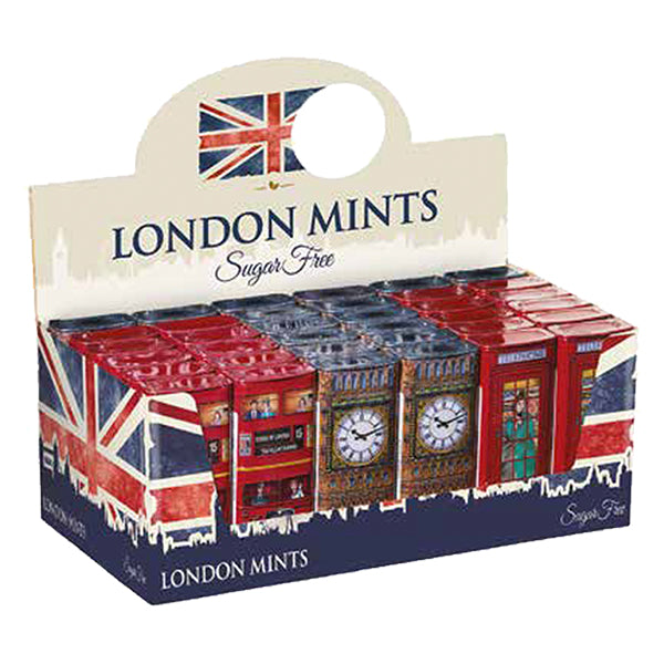 36x25g Great London Mints Bus/Big Ben/Phone Box 3 Asstd